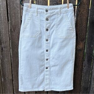 Paige Meadow Denim Utility Button Down Skirt in Tonal Ecru Sz 25
